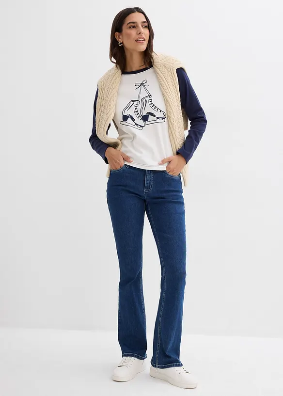 Topp med raglanärmar i ekologisk bomull, bonprix