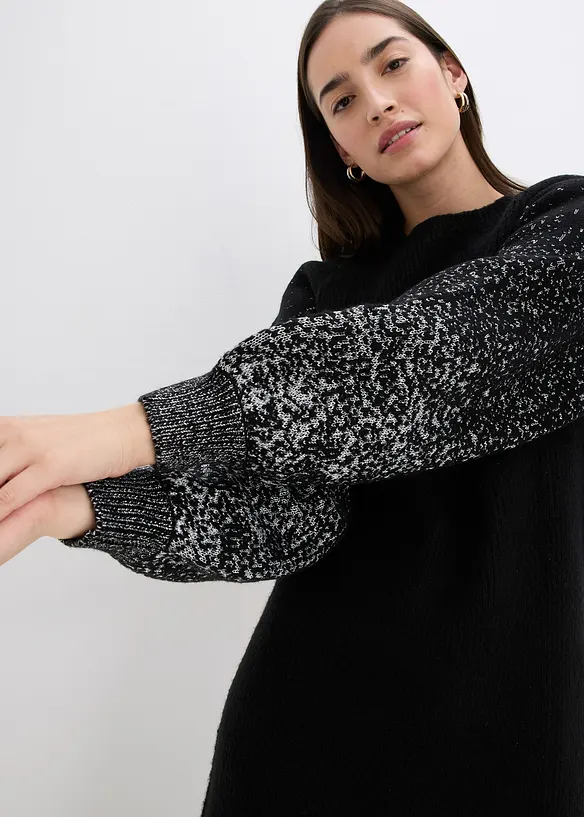 Stickad klänning med glittrig effekt, bonprix