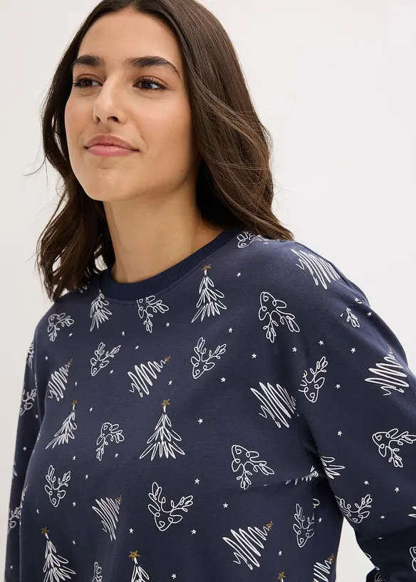 Pyjamas av ren bomull med glittermönster, bonprix