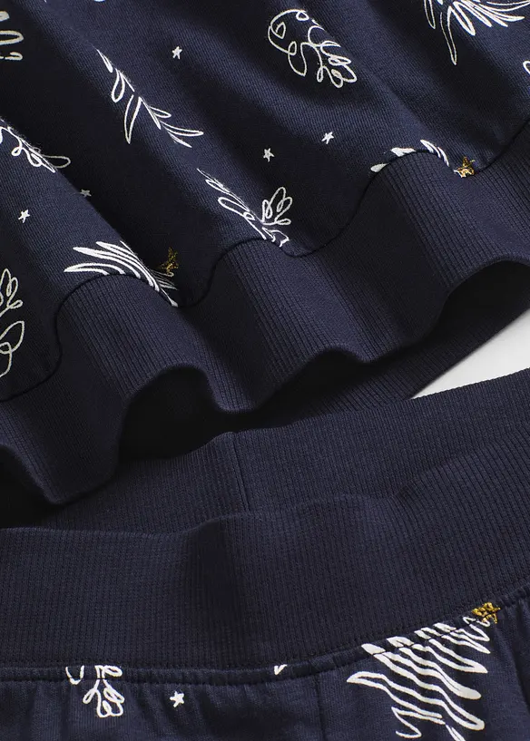 Pyjamas av ren bomull med glittermönster, bonprix