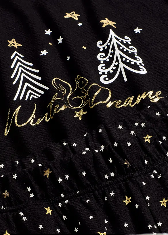 Pyjamas i bomull med glittrigt tryck, bonprix