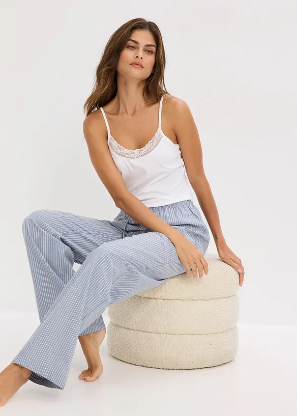 Linne med ekologisk bomull och spets (2-pack), bonprix