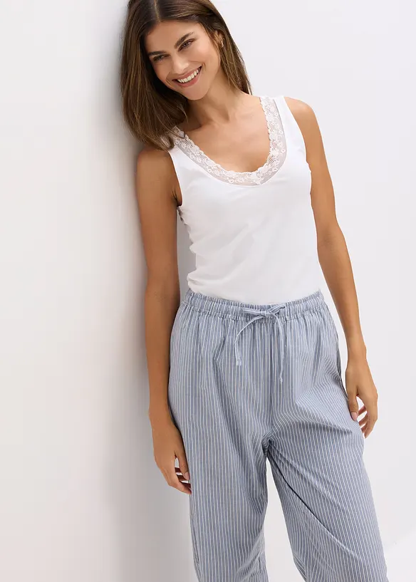 Linne med ekologisk bomull och spets (2-pack), bonprix