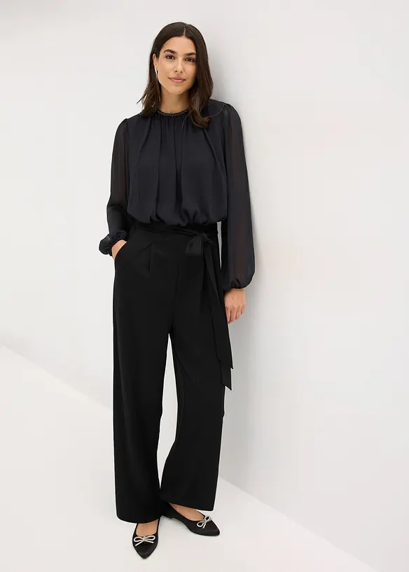 Jumpsuit med chiffong och glitter, bonprix