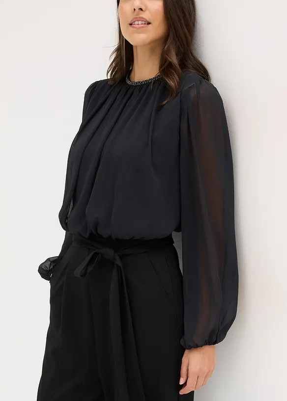 Jumpsuit med chiffong och glitter, bonprix