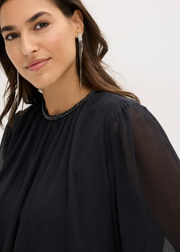 Jumpsuit med chiffong och glitter, bonprix