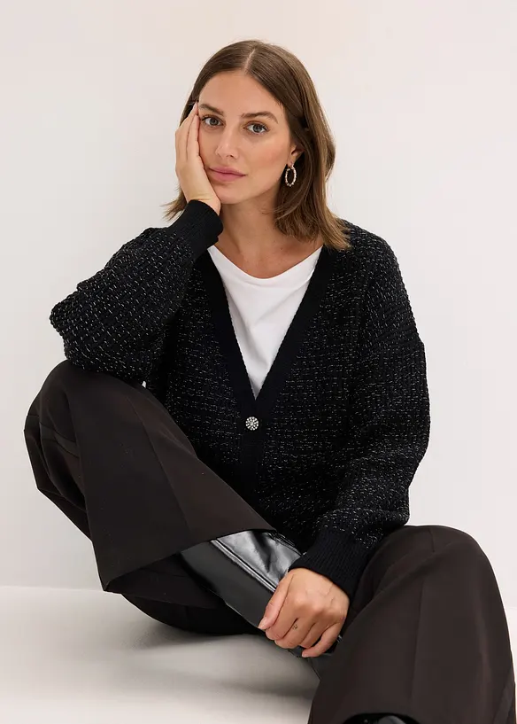 Cardigan i följsam viskosmix, bonprix