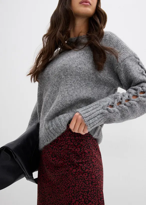 Mellanlång kjol i följsam viskos, bonprix