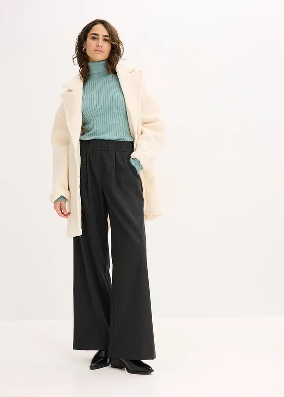 Ribbstickad polotröja, bonprix