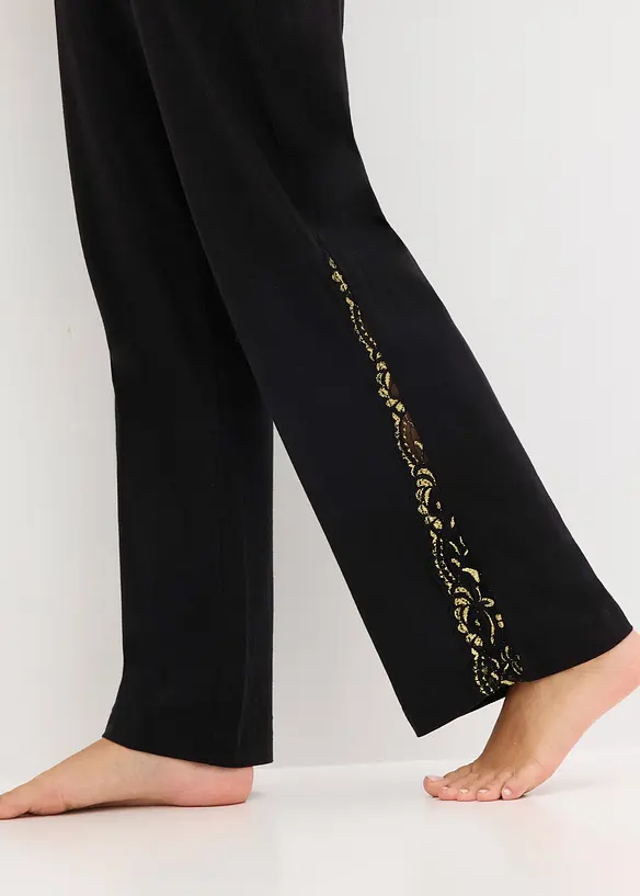 Pyjamas med skir, glittrig spets, bonprix