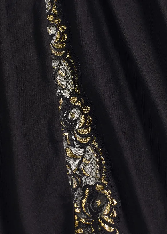 Morgonrock i kimonomodell med skir, glittrig spets, bonprix