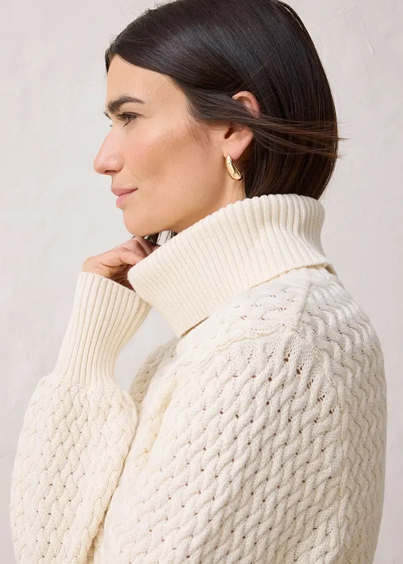 Polotröja i bomull och merinoull, bonprix