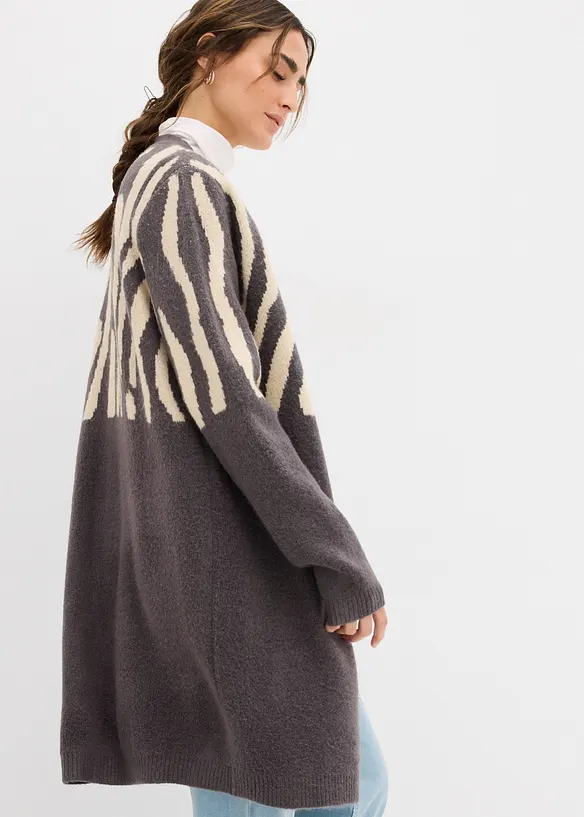 Stickad kofta med zebramönster, bonprix