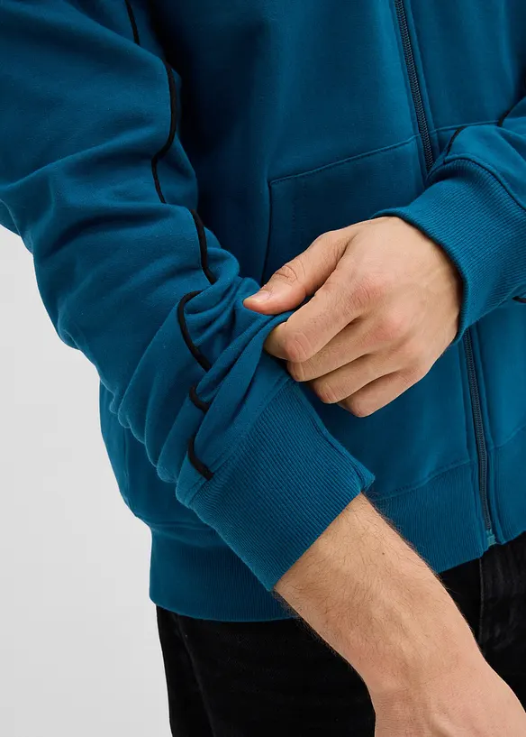 Munkjacka med kontrasterande detaljer av ren bomull, bonprix