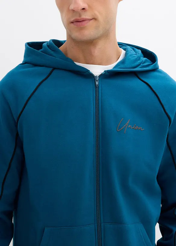 Munkjacka med kontrasterande detaljer av ren bomull, bonprix