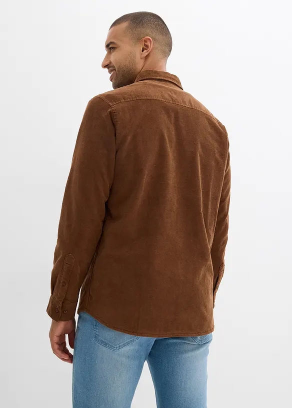 Manchesterskjorta med stretch och fleecefoder, bonprix