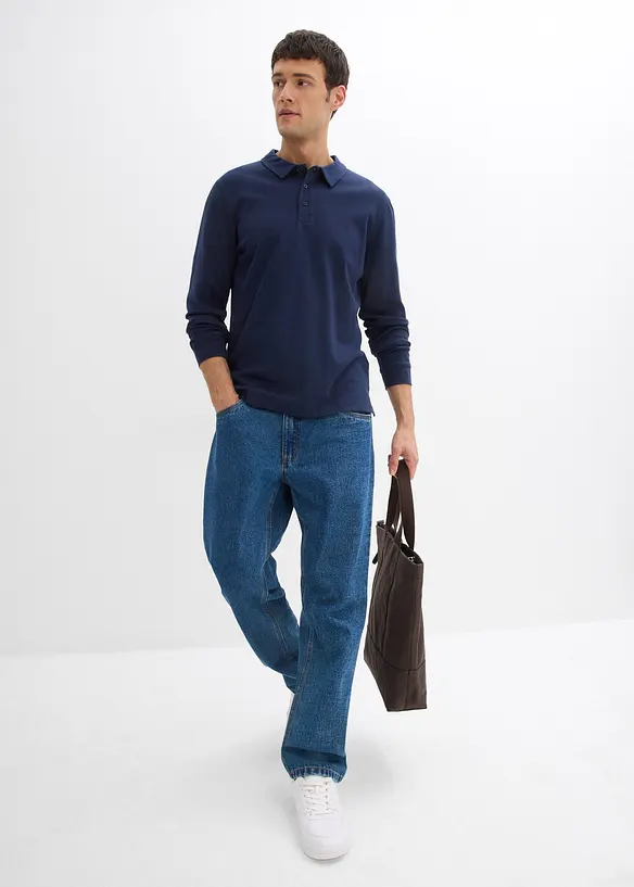 Långärmad pikétröja av ekologisk bomull, bonprix