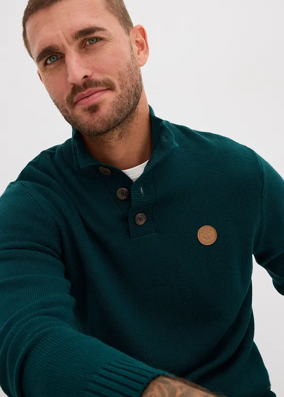 Tröja i bomull med krage, bonprix