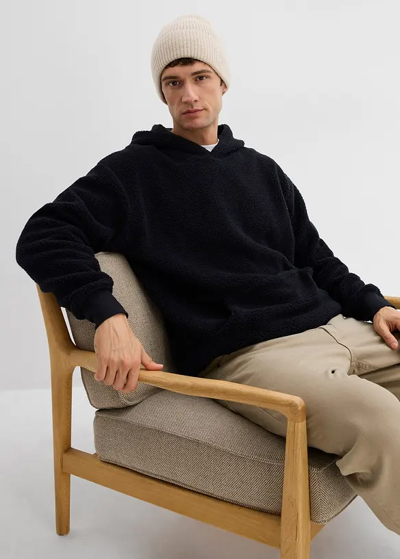 Sweatshirt av teddyfleece med bomullsfoder, Loose Fit, bonprix
