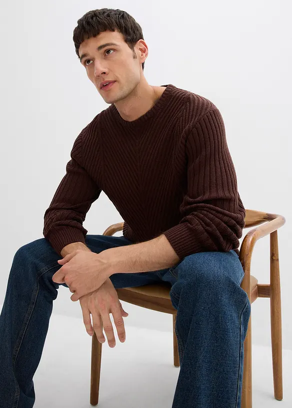 Ribbad tröja av bomullsmix, bonprix