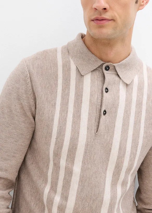 Finstickad tröja med tenniskrage, Slim Fit, bonprix