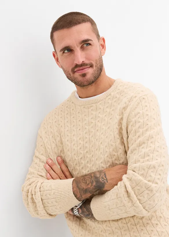 Finstickad tröja med strukturmönster, bonprix