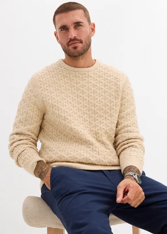 Finstickad tröja med strukturmönster, bonprix