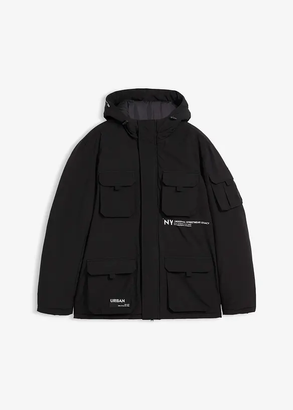 Vadderad jacka med sportiga detaljer, bonprix