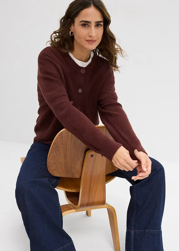 Cardigan med rund halsringning, bonprix