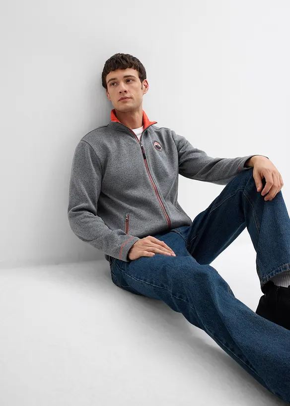 Fleecejacka med kontrasterande detaljer, bonprix