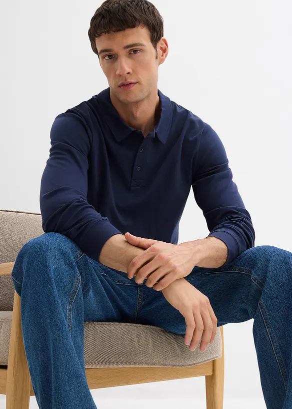 Långärmad pikétröja av ekologisk bomull, bonprix