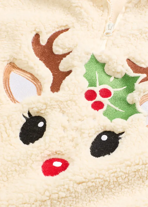 Fleecebyxa och tröja i teddymaterial, bonprix