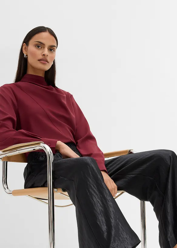 Satinerad palazzobyxa med bekväm midja, bonprix