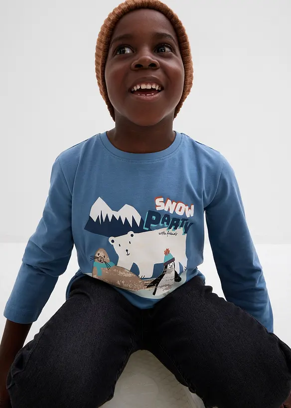 Långärmad tröja med ekologisk bomull (3-pack), bonprix