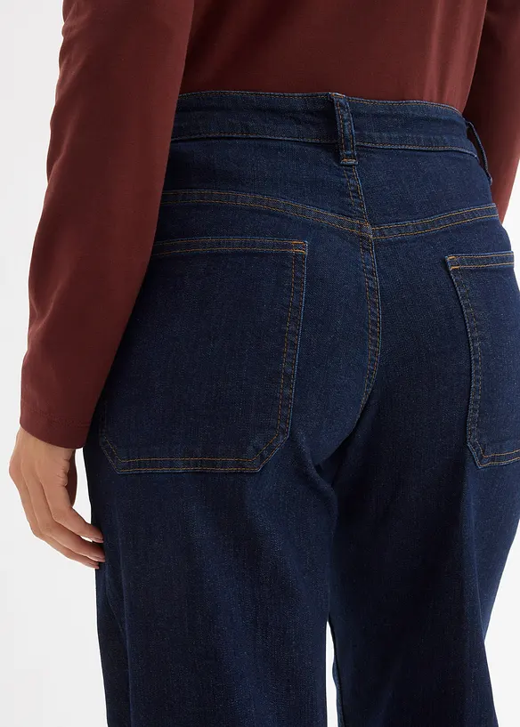 Wide Leg Jeans Mid Waist, med ekologisk bomull, bonprix