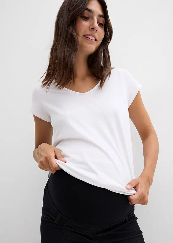 Stretchiga mammaleggings med jeanslook, bonprix