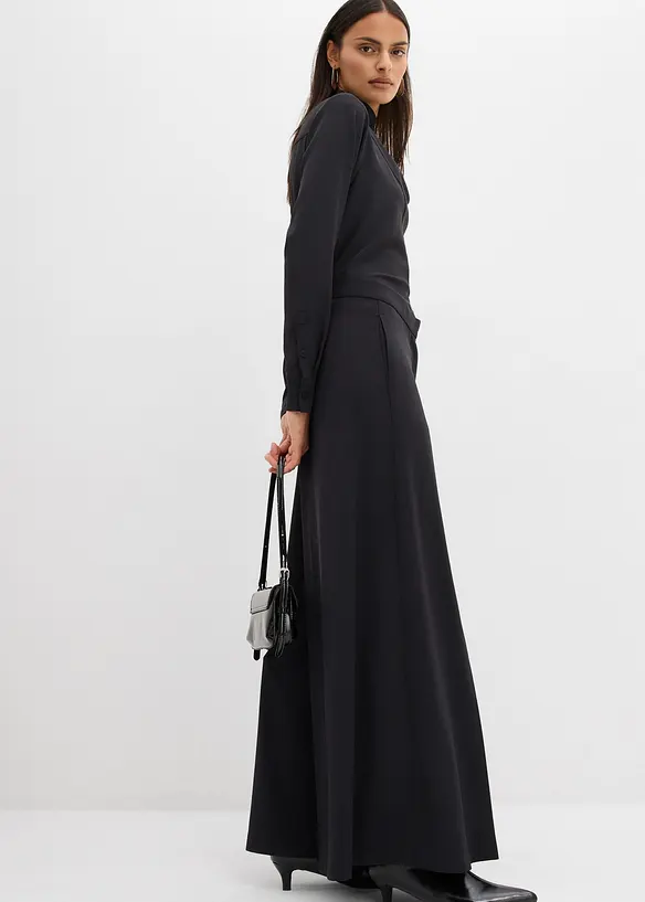 Vid byxa med bekväm midja i följsamt material, bonprix