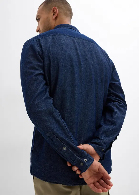 Jeansskjorta med varmt foder, bonprix