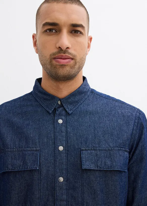 Jeansskjorta med varmt foder, bonprix