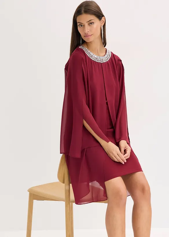 Chiffongklänning med strassapplikation, bonprix