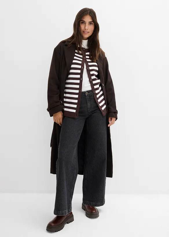 Finstickad cardigan med rund halsringning, bonprix