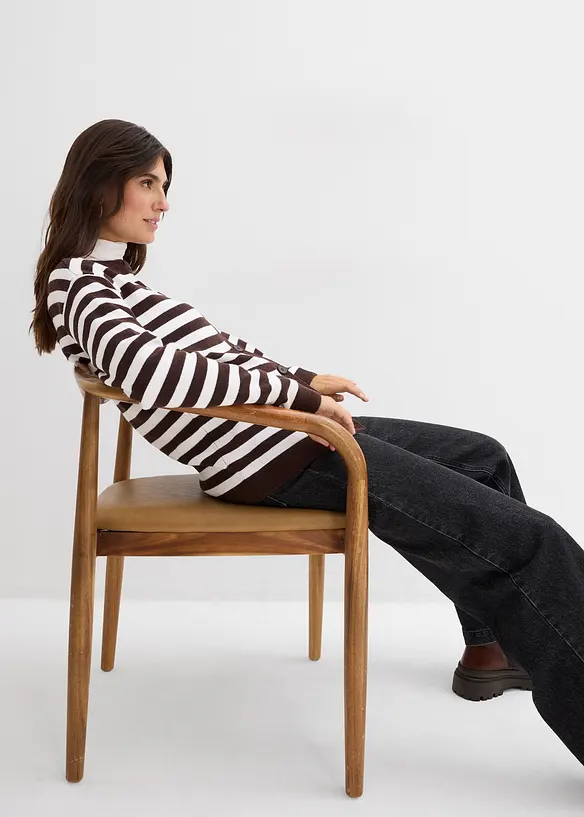 Finstickad cardigan med rund halsringning, bonprix