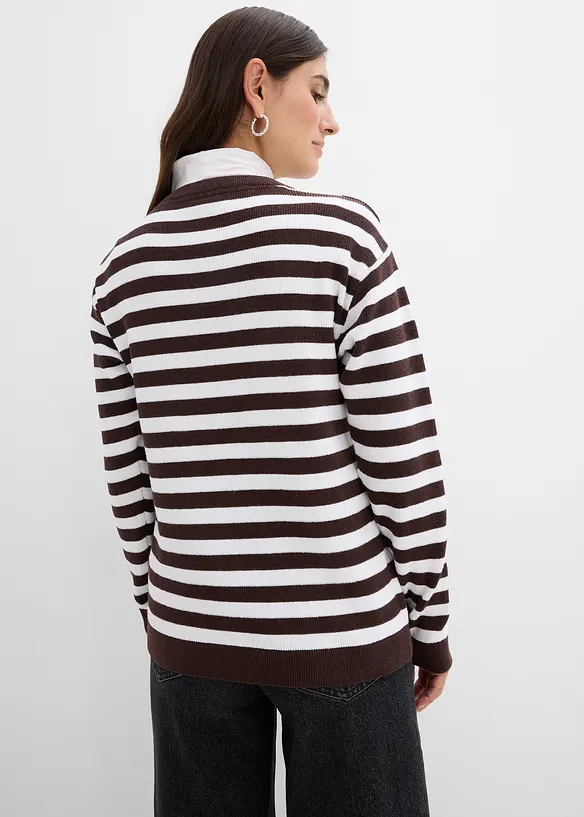 Finstickad cardigan med rund halsringning, bonprix