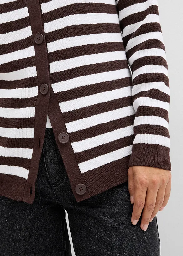 Finstickad cardigan med rund halsringning, bonprix