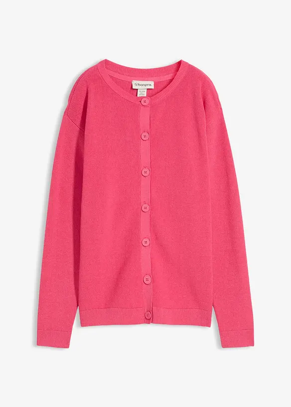 Finstickad cardigan med rund halsringning, bonprix