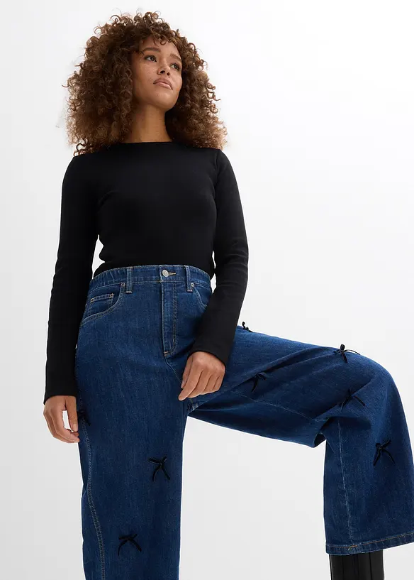 Barrel jeans High Waist, ledig midja, bonprix