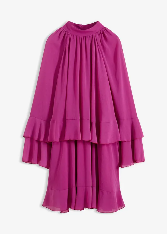 Chiffongklänning med volanger, bonprix