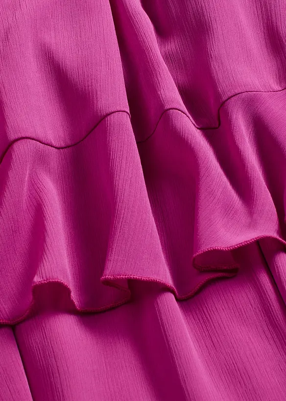 Chiffongklänning med volanger, bonprix