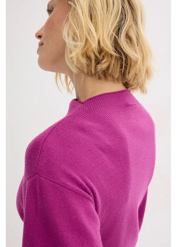 Stickad tröja med ballongärmar, bonprix