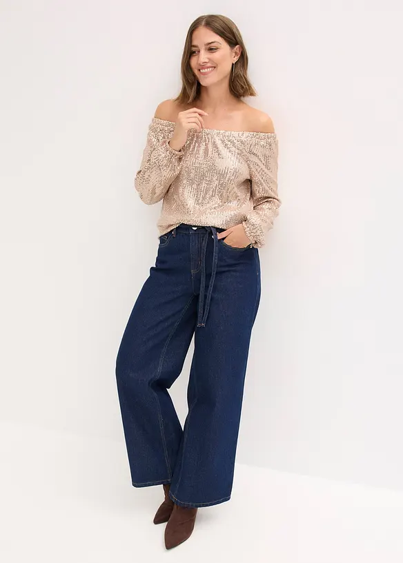 Singoallatopp i oversizemodell med paljetter, bonprix